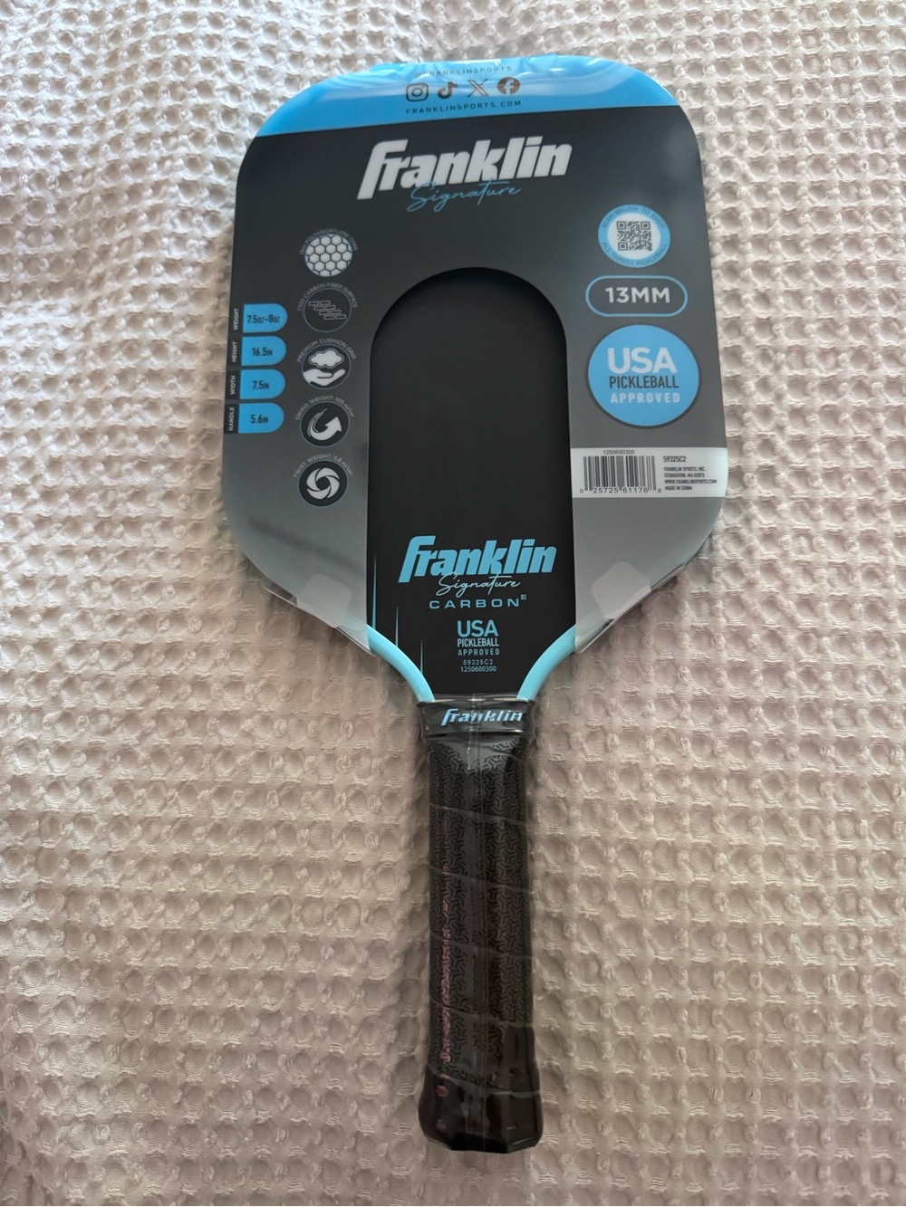 Franklin Signature Carbon Pickleball Paddle - Black & Light Blue